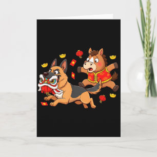 Chinese Horse German Shepherd Kid Mens Womens Happ Card