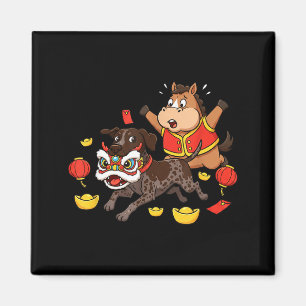Chinese Horse German Shorthaired Pointer Dog Happy Magnet