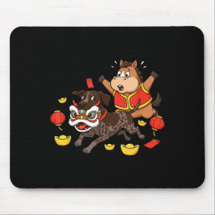Chinese Horse German Shorthaired Pointer Dog Happy Mouse Pad
