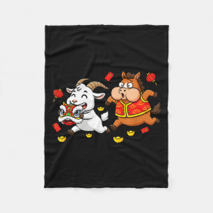 Chinese Horse Goat Funny Kids Mens Womens Happy Ne Fleece Blanket