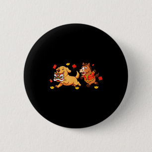 Chinese Horse Golden Retriever Mens Womens Happy N 6 Cm Round Badge