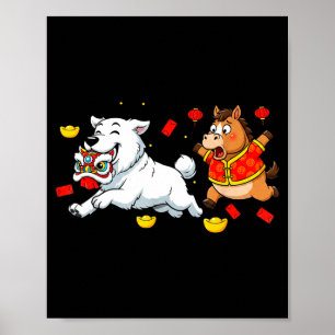 Chinese Horse Great Pyrenees Kids Mens Womens Happ Poster