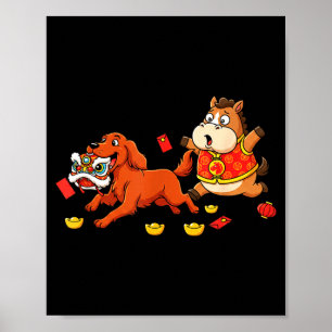 Chinese Horse Irish Setter Kids Mens Womens Happy  Poster