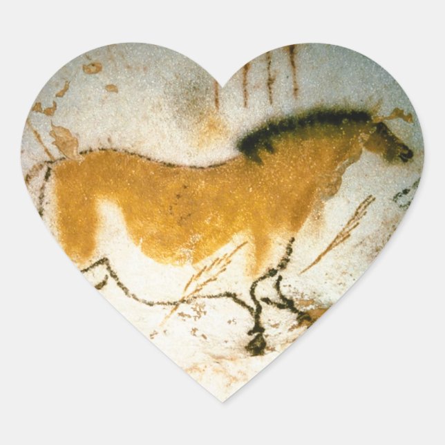 Chinese Horse,Lascaux Prehistoric Cave Paintings Heart Sticker (Front)