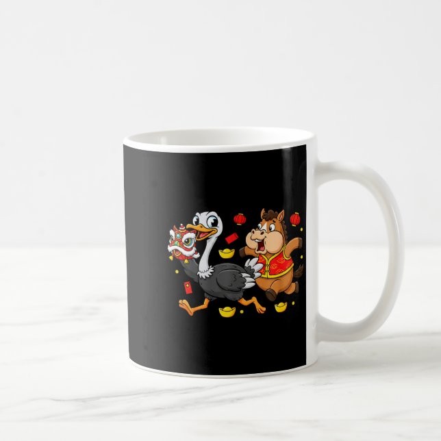 Chinese Horse Ostrich Funny Kids Mens Womens Happy Coffee Mug (Right)