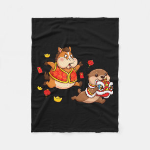 Chinese Horse Otter Funny Kids Mens Womens Happy N Fleece Blanket
