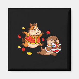 Chinese Horse Otter Funny Kids Mens Womens Happy N Magnet
