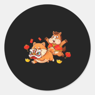 Chinese Horse Pomeranian Kids Mens Womens Happy Ne Classic Round Sticker