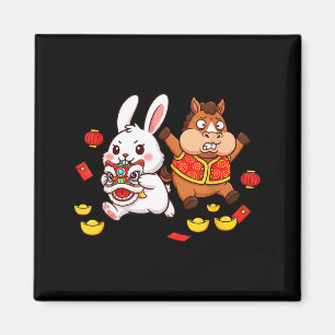 Chinese Horse Rabbit Funny Kids Mens Womens Happy Magnet
