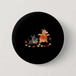 Chinese Horse Scottierrier Mens Womens Happy New Y 6 Cm Round Badge