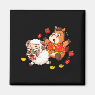 Chinese Horse Sheep Funny Kids Mens Womens Happy N Magnet