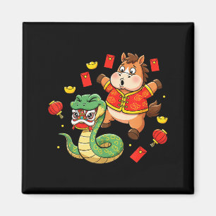 Chinese Horse Snake Funny Kids Mens Womens Happy N Magnet