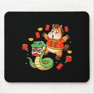 Chinese Horse Snake Funny Kids Mens Womens Happy N Mouse Pad