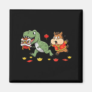 Chinese Horse T Rex Funny Kids Mens Womens Happy N Magnet