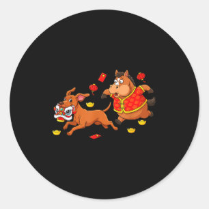 Chinese Horse Vizsla Funny Kids Mens Womens Happy Classic Round Sticker