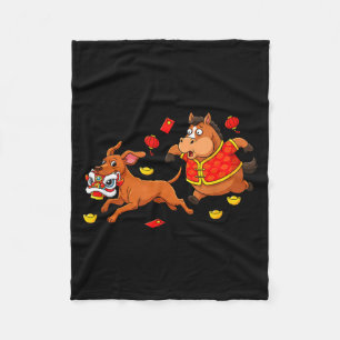 Chinese Horse Vizsla Funny Kids Mens Womens Happy Fleece Blanket