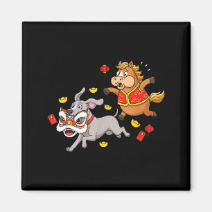 Chinese Horse Weimaraner Dog Kids Mens Womens Happ Magnet