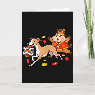 Chinese Horse Whippet Funny Kids Mens Womens Happy Card