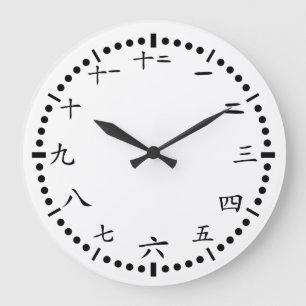 Chinese Japanese numbers white background Large Clock