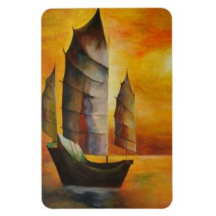 Chinese Junk In Ochre and Yellow Magnet
