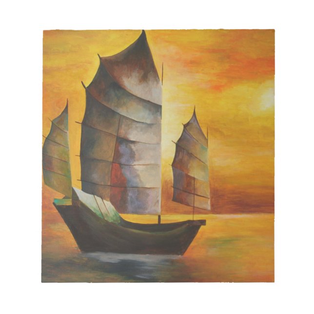 Chinese Junk In Ochre and Yellow Notepad (Front)