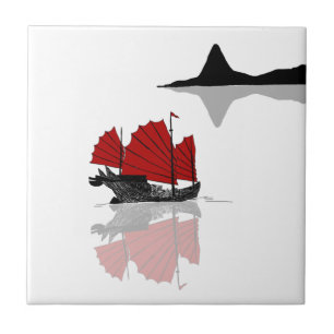 Chinese Junk Ship Ceramic Tile