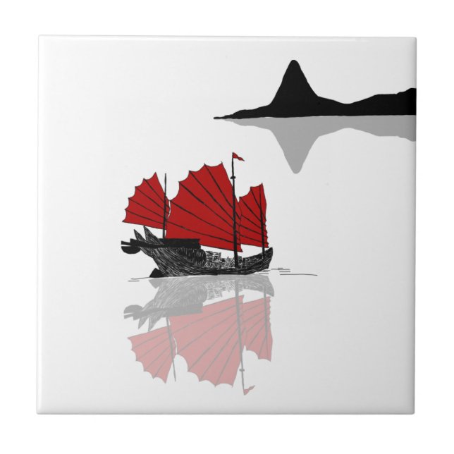 Chinese Junk Ship Ceramic Tile (Front)