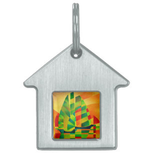Chinese Junks, Sunset, Sails and Shadows Bold Pet Name Tag