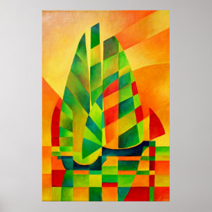 Chinese Junks, Sunset, Sails and Shadows Bold Poster