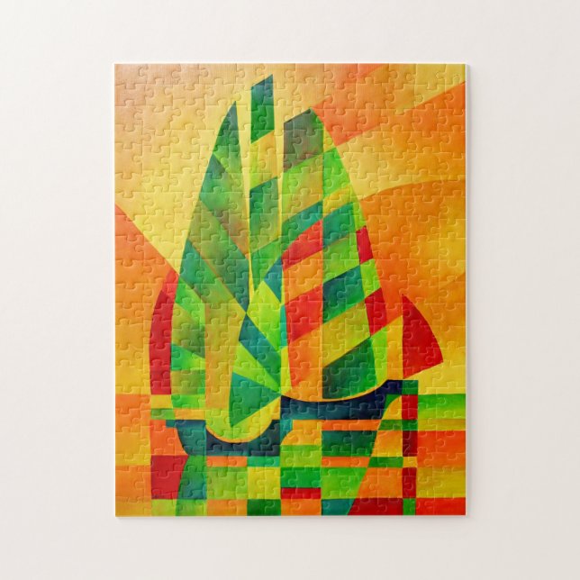 Chinese Junks, Sunset, Sails and Shadows Jigsaw Puzzle (Vertical)