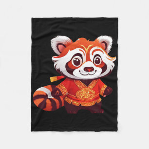 Chinese Kids Girls Boys Funny Red Panda Lion Dance Fleece Blanket