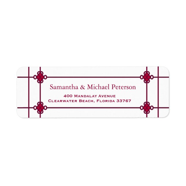 Chinese Knots Wedding Address Return Address Label (Front)