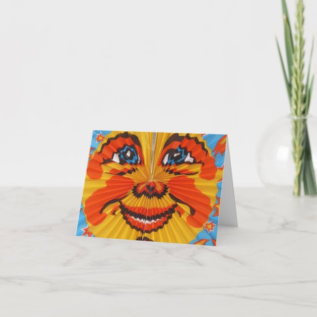 Chinese Lampignon Face Lantern Thank You Card (Front)