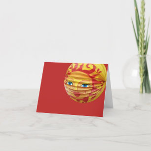 Chinese Lampignon Face Lantern Thank You Card