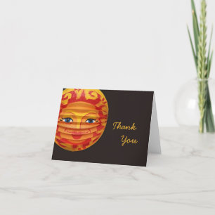 Chinese Lampignon Face Lantern Thank You Card