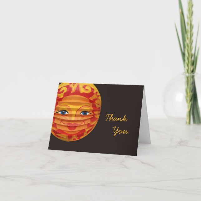 Chinese Lampignon Face Lantern Thank You Card (Front)