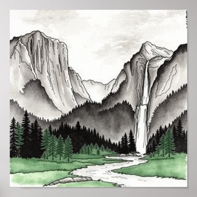 Chinese Landscape Drawing Poster (Front)