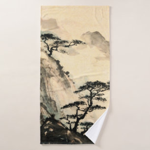 Chinese landscape painting.chinese,painting,japane bath towel