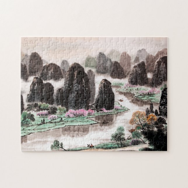 Chinese Landscape Watercolor Jigsaw Puzzle (Horizontal)