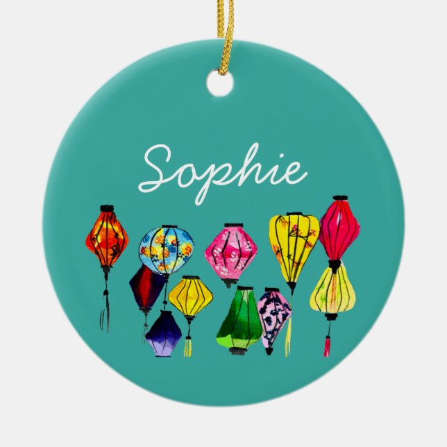 Chinese lantern art ceramic ornament (Front)