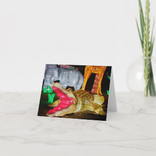 Chinese Lantern Art Crocodile Note Note Card