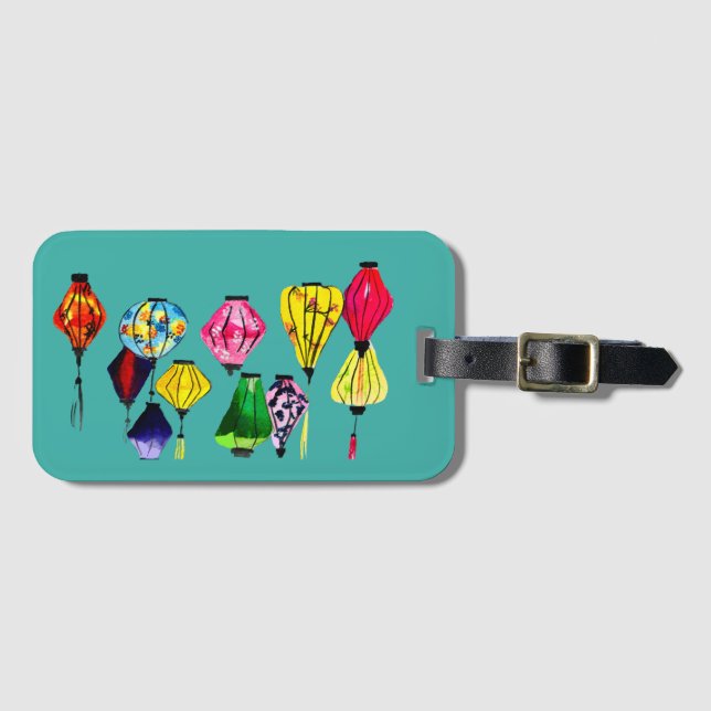 Chinese lantern colourful art luggage tag (Front Horizontal)