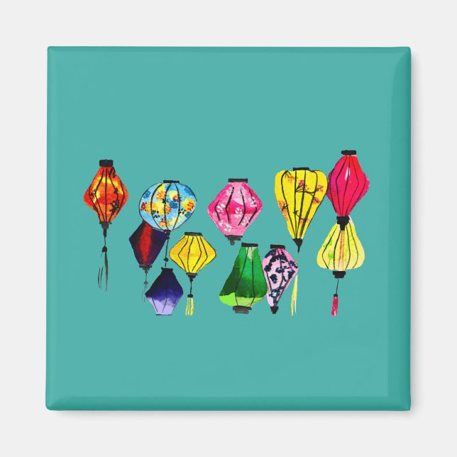 Chinese lantern colourful art magnet (Front)