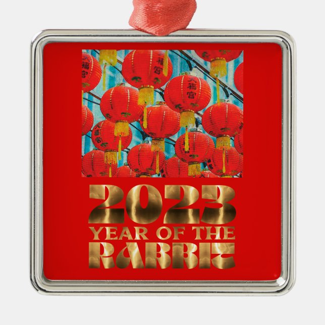 Chinese Lantern Festival 2023 New Rabbit Year Metal Ornament (Front)