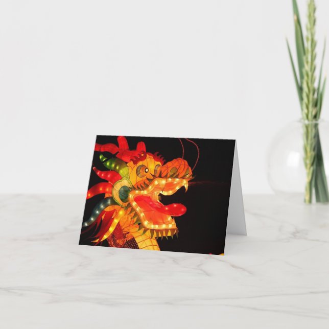 Chinese Lantern Festival Dragon Thank You Card (Front)