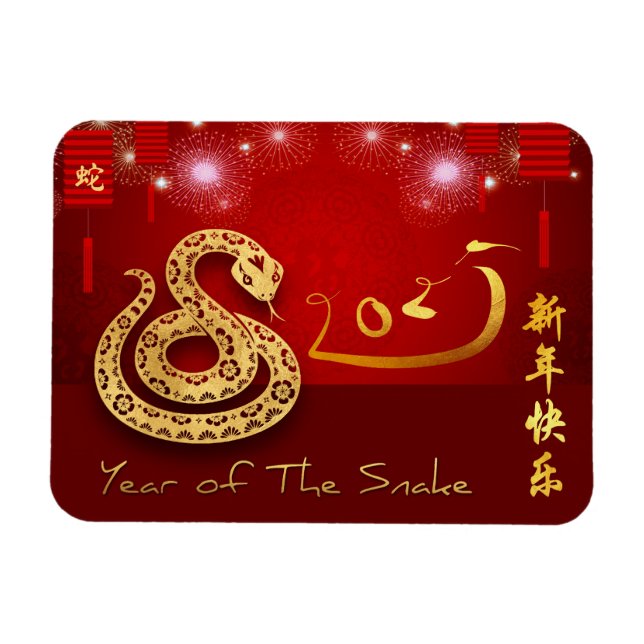 Chinese Lanterns Fireworks Snake Year 2025 FPM Magnet (Horizontal)