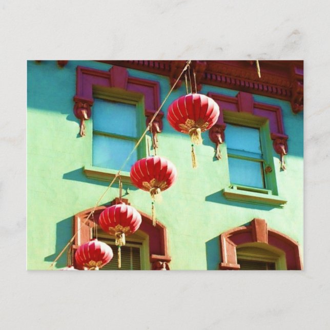 Chinese lanterns in Chinatown Postcard (Front)