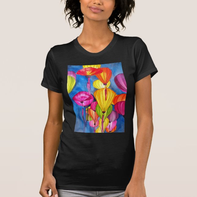 Chinese Lanterns watercolour fine art T-Shirt (Front)
