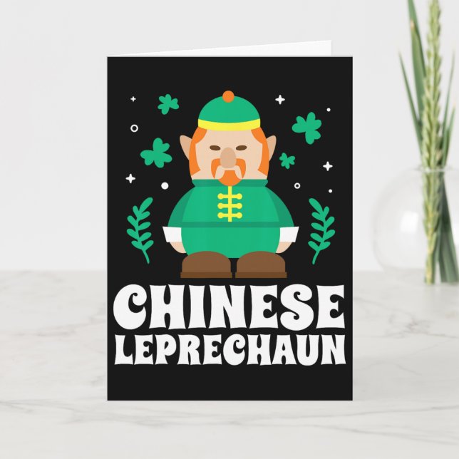 Chinese Leprechaun Funny St Patricks Day  Card (Front)