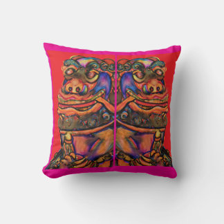 Chinese lions cushion